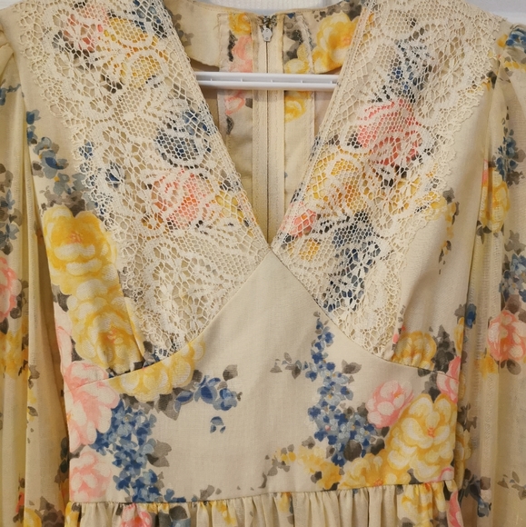 70's handmade Prairie Style Floral Dress Vintage - Picture 4 of 5